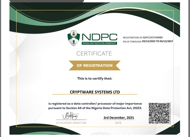 NDPC Certificate of Registration